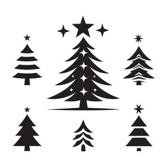 Obraz premium Set of Christmas tree silhouette collection