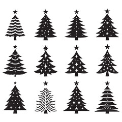 Set of Christmas tree silhouette collection