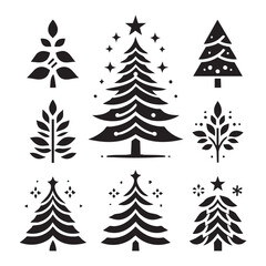 Obraz premium Set of Christmas tree silhouette collection