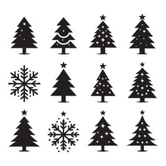 Fototapeta premium Set of Christmas tree silhouette collection