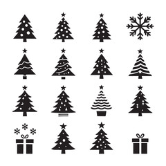 Fototapeta premium Set of Christmas tree silhouette collection