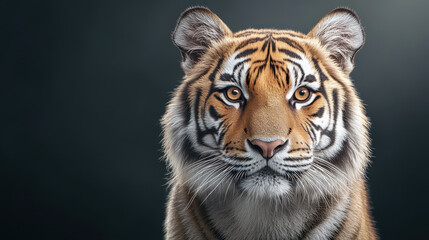 Fototapeta premium Realistic Bengal Tiger Portrait in Studio Lighting