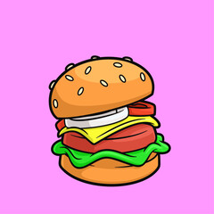 Cartoon Cheeseburger with Toppings