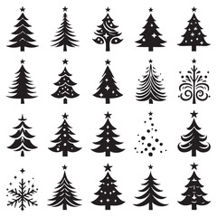 Set of Christmas tree silhouette collection