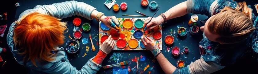 Obraz premium Overhead Shot of a Colorful Creative Session