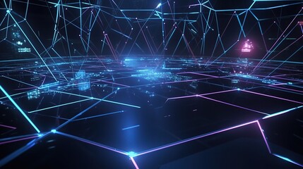 Obraz premium Futuristic Gaming Network Visualization in Dynamic Colors
