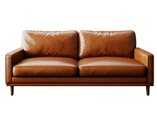 Fototapeta premium Stylish Brown Leather Couch for Modern Interiors