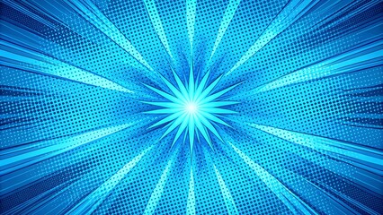 Obraz premium A Bright Blue Abstract Design With A Starburst In The Center And A Dotted Pattern
