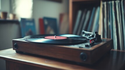 Close-up of a Vintage Vinyl Player