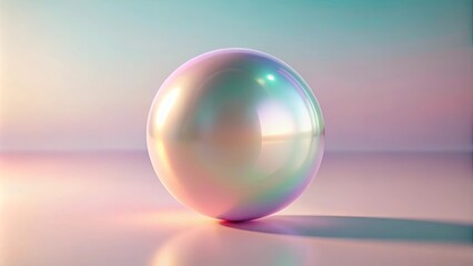 A single iridescent orb rests upon a gradient surface, reflecting the interplay of soft hues