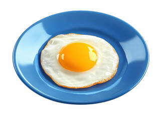 Freshly Cooked Egg on Blue Plate