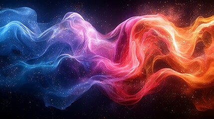 A dynamic and visually striking stock photo depicting a digital representation of machine learning processes, with flowing data streams and abstract forms in vibrant colors and patterns