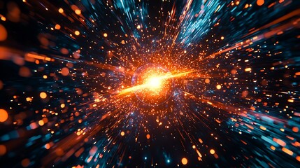 The stock photo features a futuristic AI core emitting a vibrant, glowing energy surrounded by intricate digital pathways, creating a visually stunning and technologically advanced aesthetic.