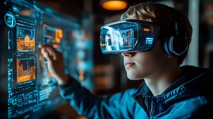 A high quality stock photo depicting a futuristic digital twin concept, showcasing advanced artificial intelligence technology accurately replicating real world objects in a virtual environment.