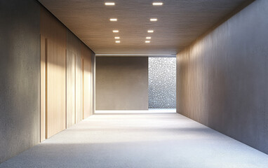Obraz premium An elegant architectural corridor with natural light and minimalist design in a modern building