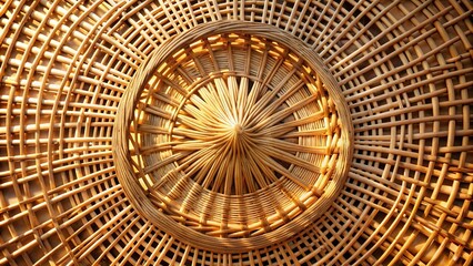 A captivating pattern of woven bamboo, showcasing a delicate intricate network of natural fibers, creating a sun-drenched and organic texture.