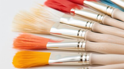 Fototapeta premium Colorful Paintbrushes with Vibrant Tips Displayed Neatly