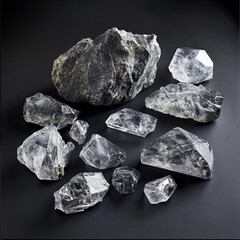 Fototapeta premium large and small elaborate, musgrave stones on a black background. The stones are ready for jewelry making.