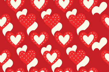 Romantic Red Valentine's Day Seamless Heart Pattern Vector
