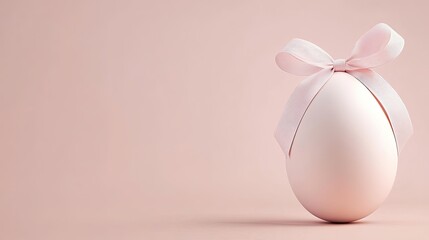 Obraz premium Elegant Egg with Pink Ribbon on Soft Background