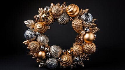 Elegant Gold and Silver Holiday Wreath Decoration