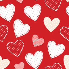 Romantic Red Valentine's Day Seamless Heart Pattern Vector