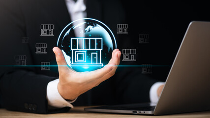 Online shopping concept, e-business, e-commerce, product booking and ordering ,Payment via online bank ,Using credit cards to pay product bills ,convenience ,online stores and shop on the internet