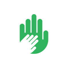 Two holding hands help and care icon. Vector illustration