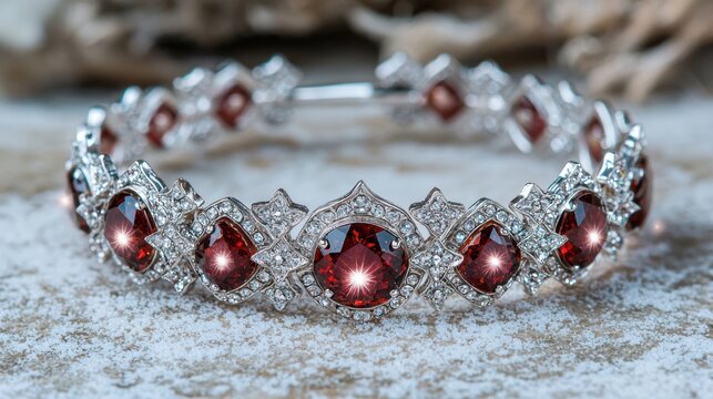 Elegant diamond and ruby jewelry bracelet