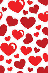 Romantic Red Valentine's Day Seamless Heart Pattern Vector