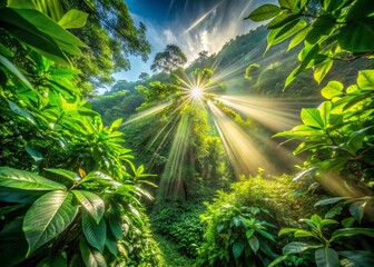 Obraz premium Long Exposure of Lush Green Leaves in Tulungagung, October 21, 2024, Capturing Nature's Serenity and Vibrant Daylight in a Beautiful Landscape Scene
