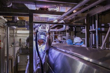 Welding arc argon worker male repaired metal is welding sparks industrial construction repair pipe