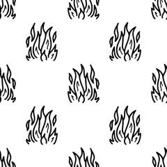 Cartoon doodle of Fire effect element seamless pattern.