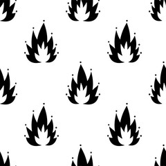 Cartoon silhouette fire effect seamless pattern.