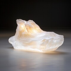 Glowing ethereal form floating in dark environment