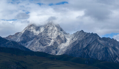 High altitude snow capped mountain in Sichuan, China
