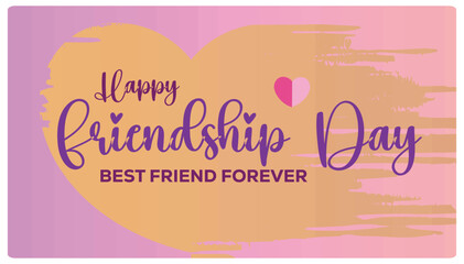 Happy Friendship Day text with a heart symbol. Celebration of friendship day with love. Friendship Day concept. Flat vector illustration.