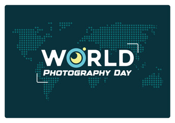 Celebrating World Photography Day. Appreciating technological advances in the arts. World Photography Day concept. Flat vector illustration.