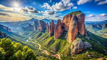 Majestic Mallos de Riglos Rock Formation in Huesca, Spain - Stunning Bokeh Effect, Natural Landscape, Climbing Destination, Scenic Views, Travel Photography