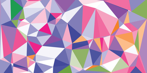 Abstract Geometric Background With Colorful Triangles In Shades Of Purple Pink White Green And Orange
