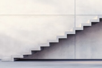 Modern Concrete Staircase Against Minimal Wall