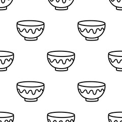 Fototapeta premium Cartoon doodle bowl seamless pattern.