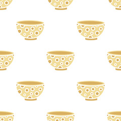 Cartoon bowl with beautiful pattern, seamless pattern.
