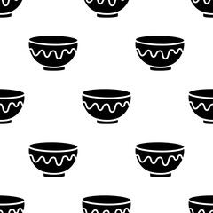 Cartoon bowl silhouette seamless pattern.