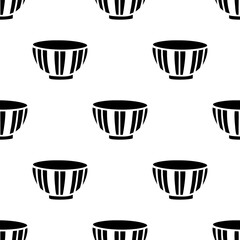Cartoon bowl silhouette seamless pattern.