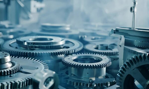 Intricate gears and machinery elements are featured, highlighting the complexity of industrial operations