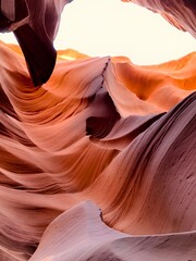 Amazing red colours of the sandstone rocks in Antelope Canyon in Page, Arizona