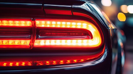 Obraz premium Close-up of a Red Taillight on a Modern Car