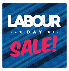 Fototapeta premium American Labor Day sale promotion on a blue background. Celebration of International Labor Day. Labor Day sale concept. Flat vector illustration.