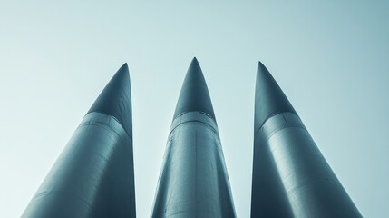Close-up of missile warhead and tail fins, representing defense and precision, isolated on a neutral background